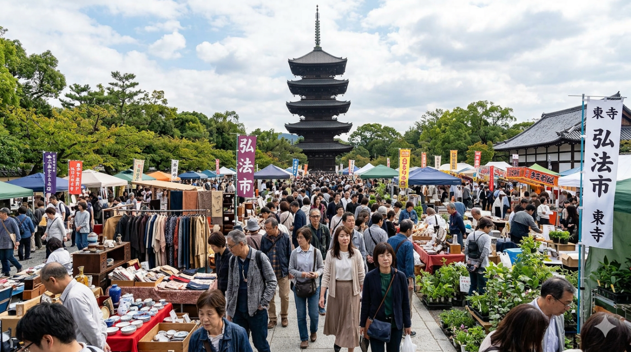 世界遺産東寺の弘法さんと今年の干支「馬」の聖地上賀茂神社と御室桜の旅
